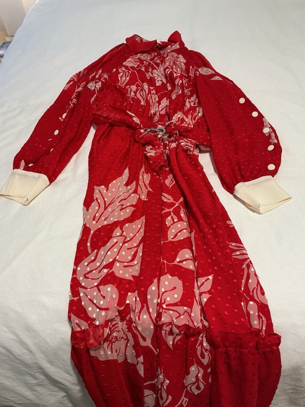 Fendi Full Length Red Silk Cocktail Dress Size IT 42/US 6